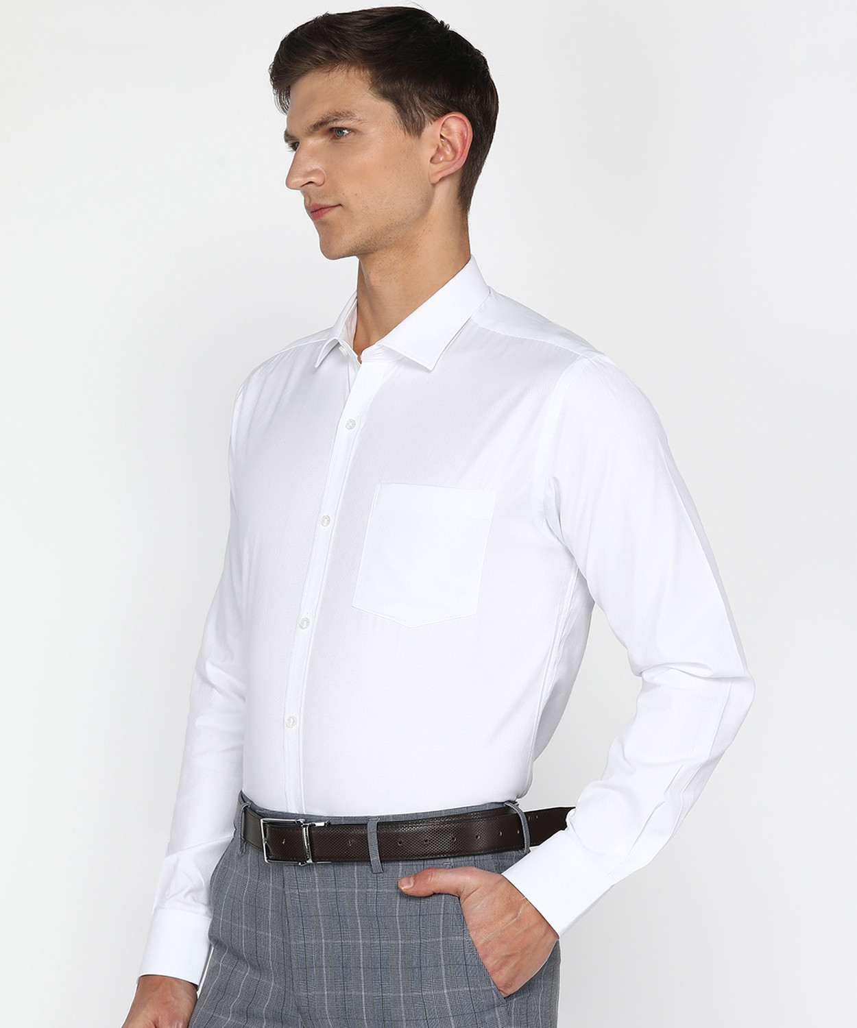 Image of PARK AVENUE Men Solid Formal White Shirt