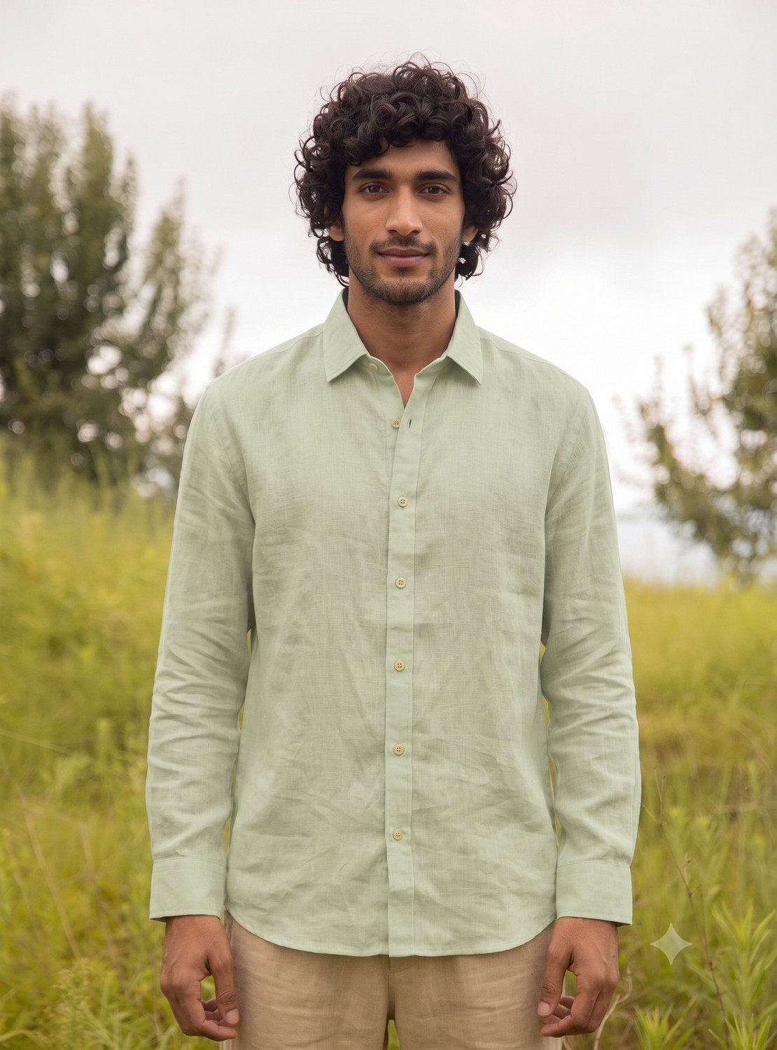 Image of Marmic Fab Men Solid Casual Light Green Shirt