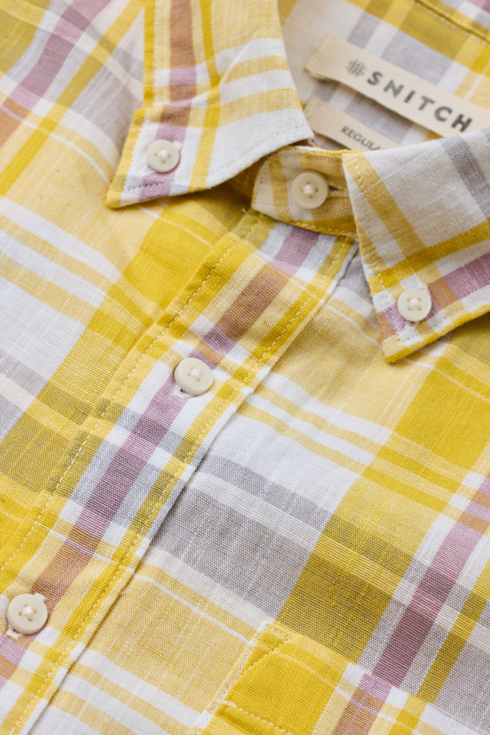 Image of Snitch Men Checkered Casual Yellow Shirt