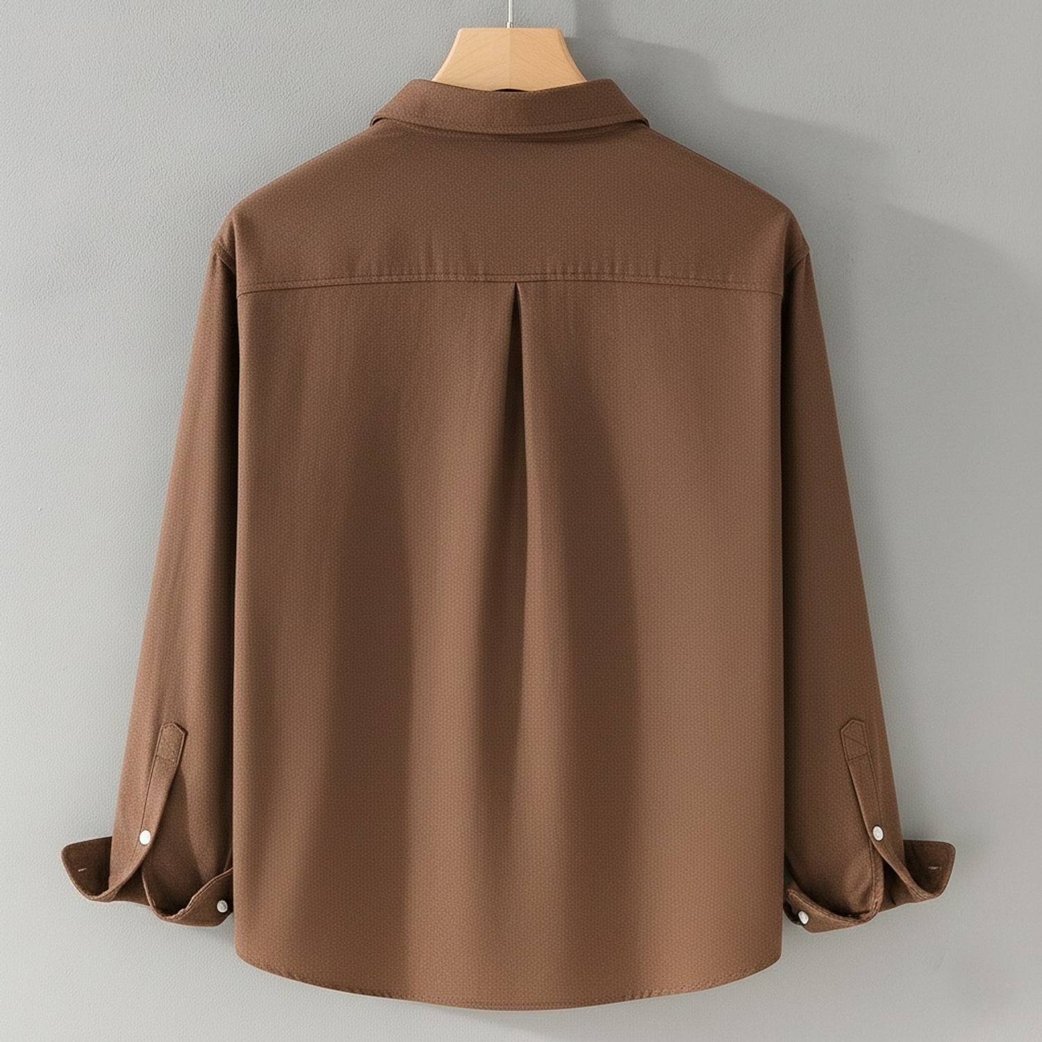 Dev Men Solid Casual Brown Shirt - Image 2