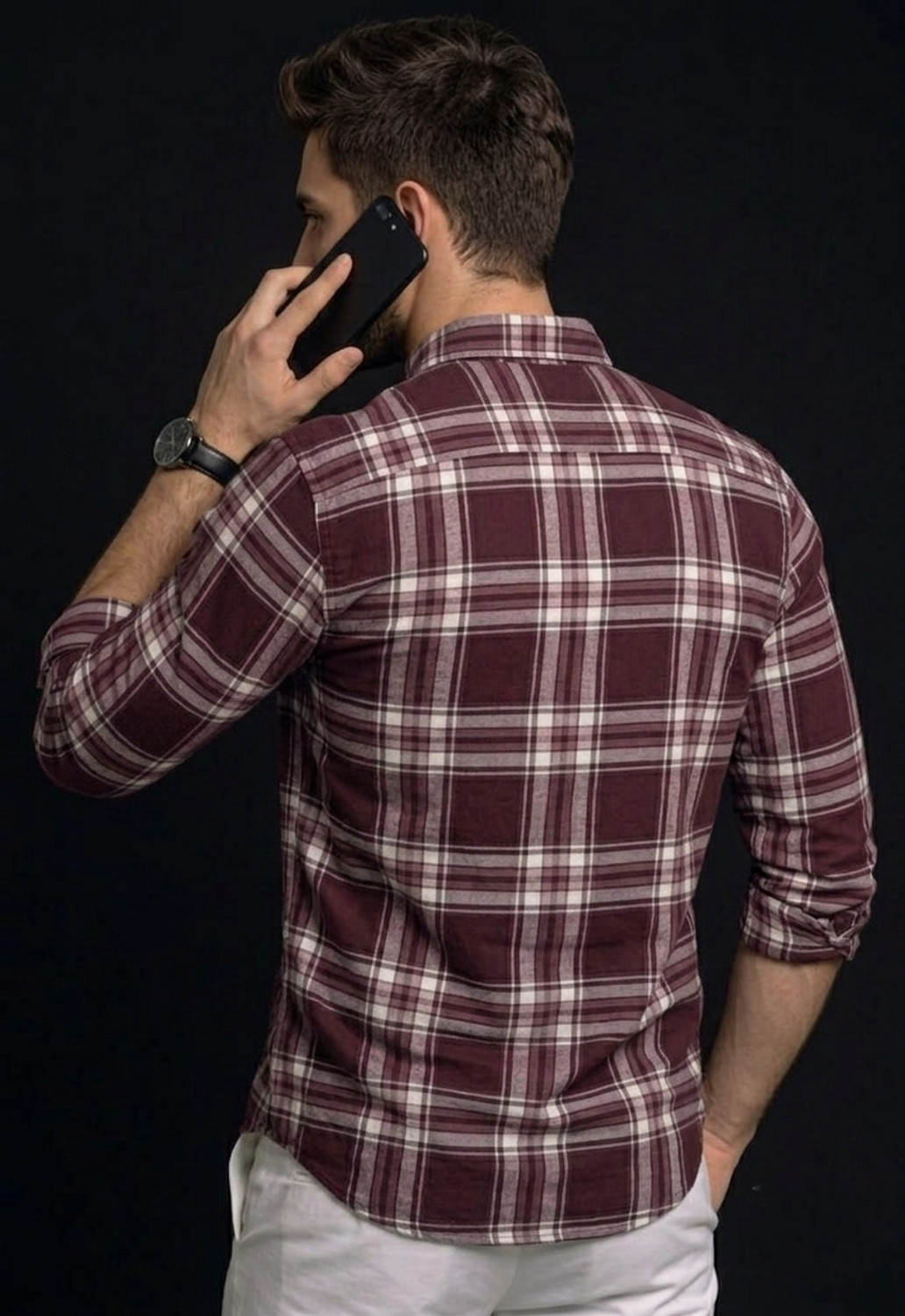 Image of Roadster Men Checkered Casual Maroon Shirt