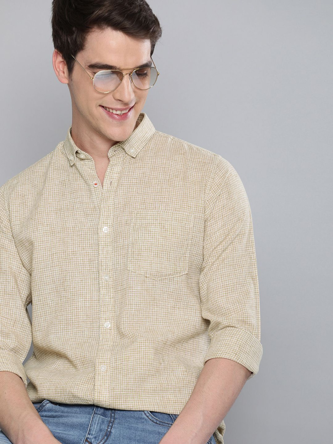 Image of Mast & Harbour Men Regular Fit Checkered Casual Shirt