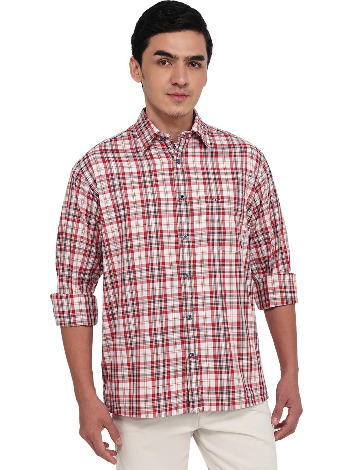 COLORPLUS Men Checkered Casual Red Shirt