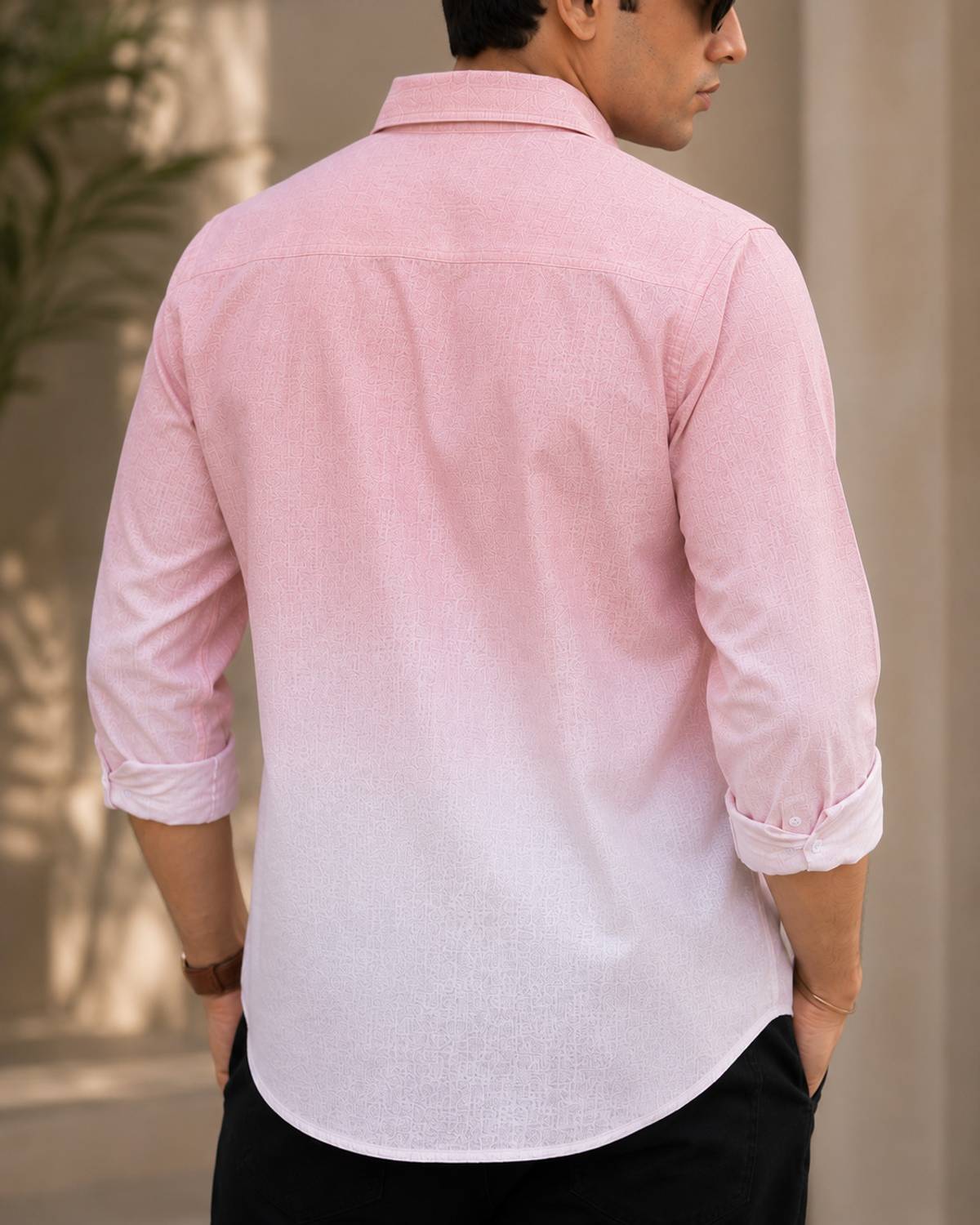 Dada Men Dyed/Ombre Casual Pink Shirt - Image 2
