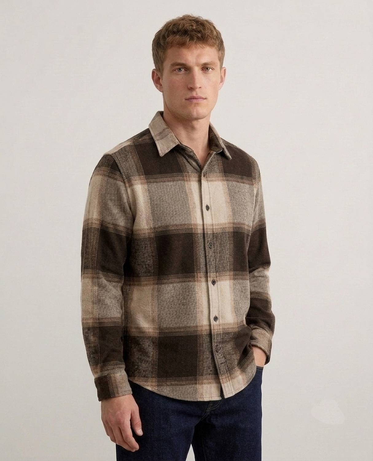 DIMMY Men Checkered Casual Brown Shirt - Image 2
