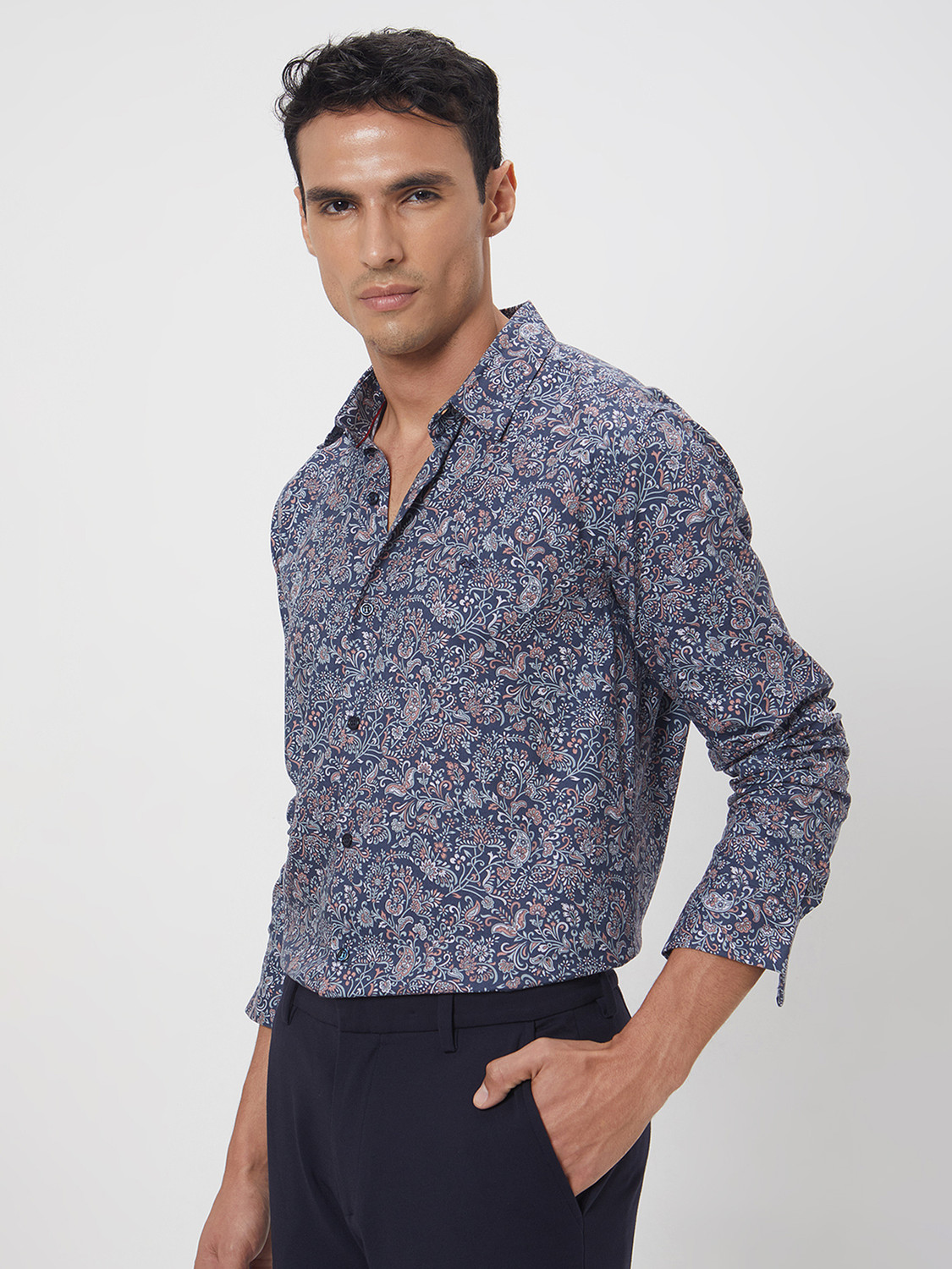 Image of MUFTI Men Printed Casual Multicolor Shirt