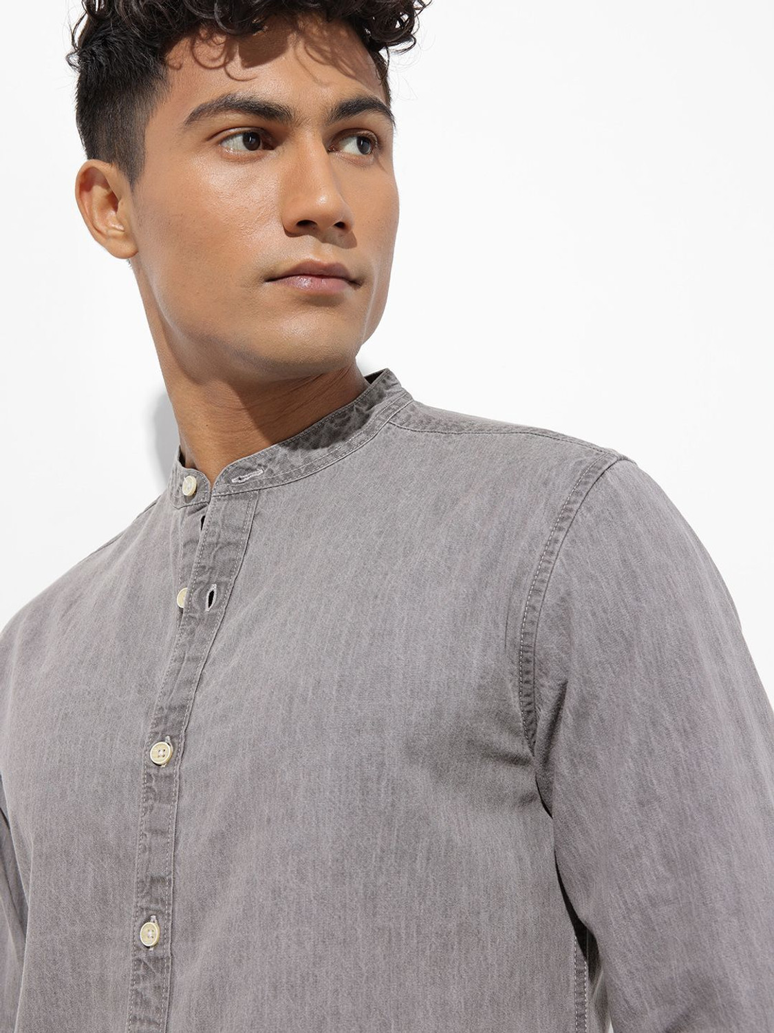 Image of R.Code by The Roadster Life Co. Men Solid Casual Grey Shirt
