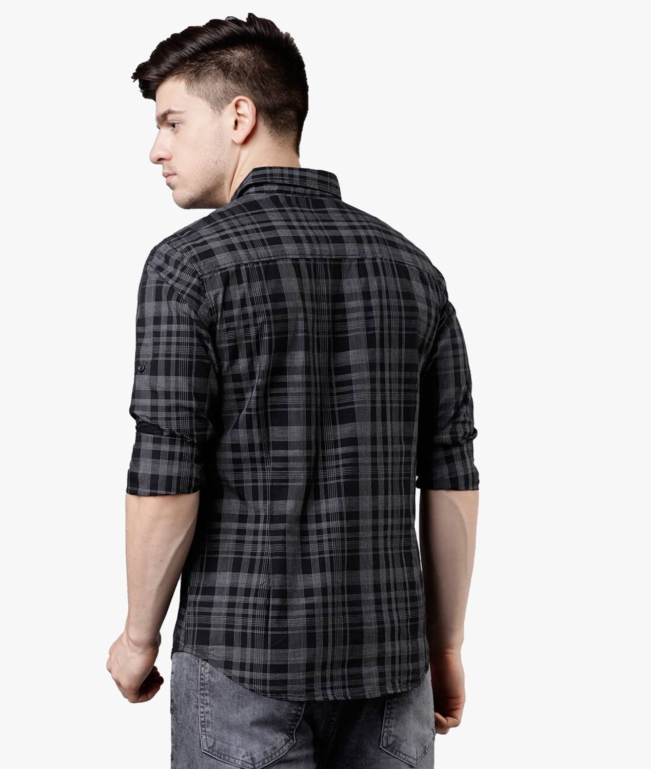 LOCOMOTIVE Men Checkered Casual Black, Grey Shirt - Buy LOCOMOTIVE