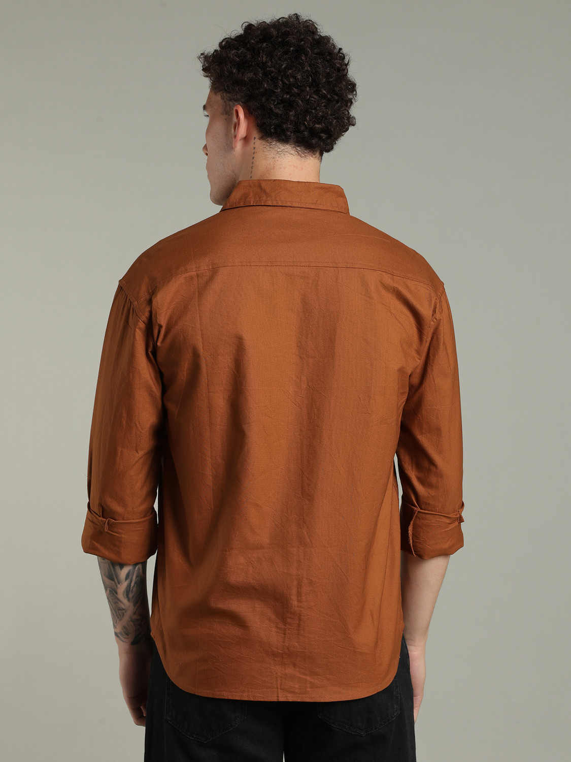 Image of FOUL CHILD Men Embroidered Casual Brown Shirt