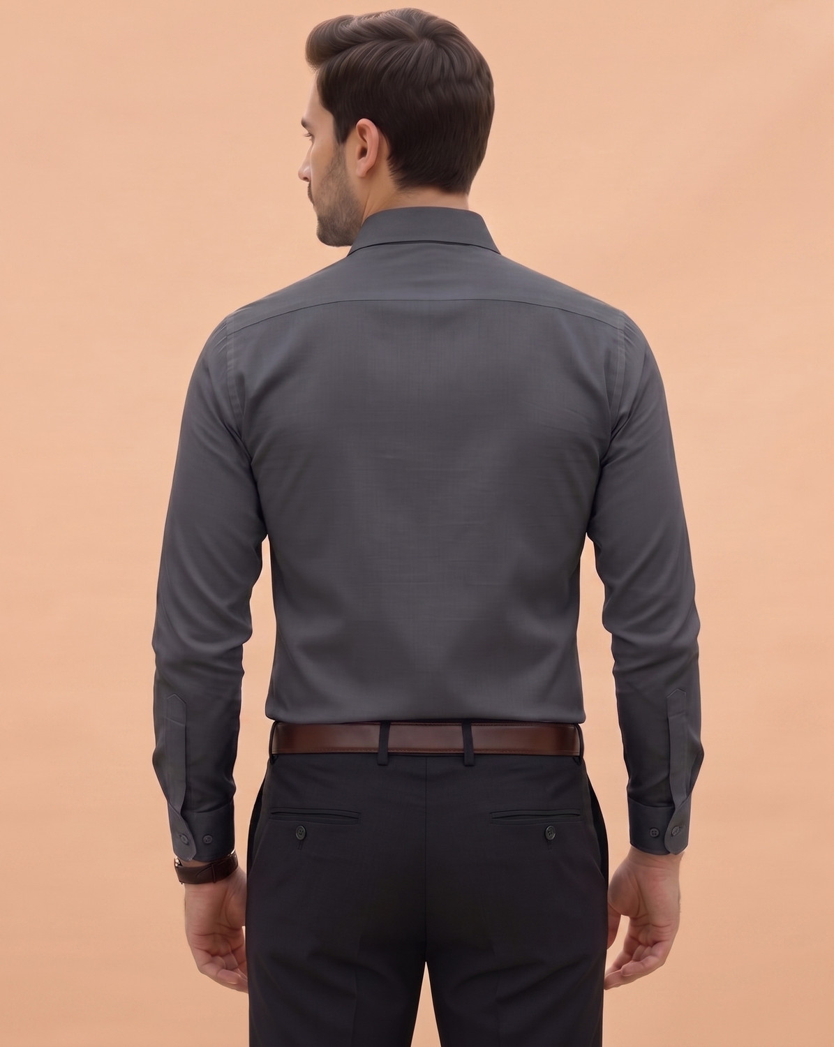 Image of METRONAUT Men Solid Formal Grey Shirt