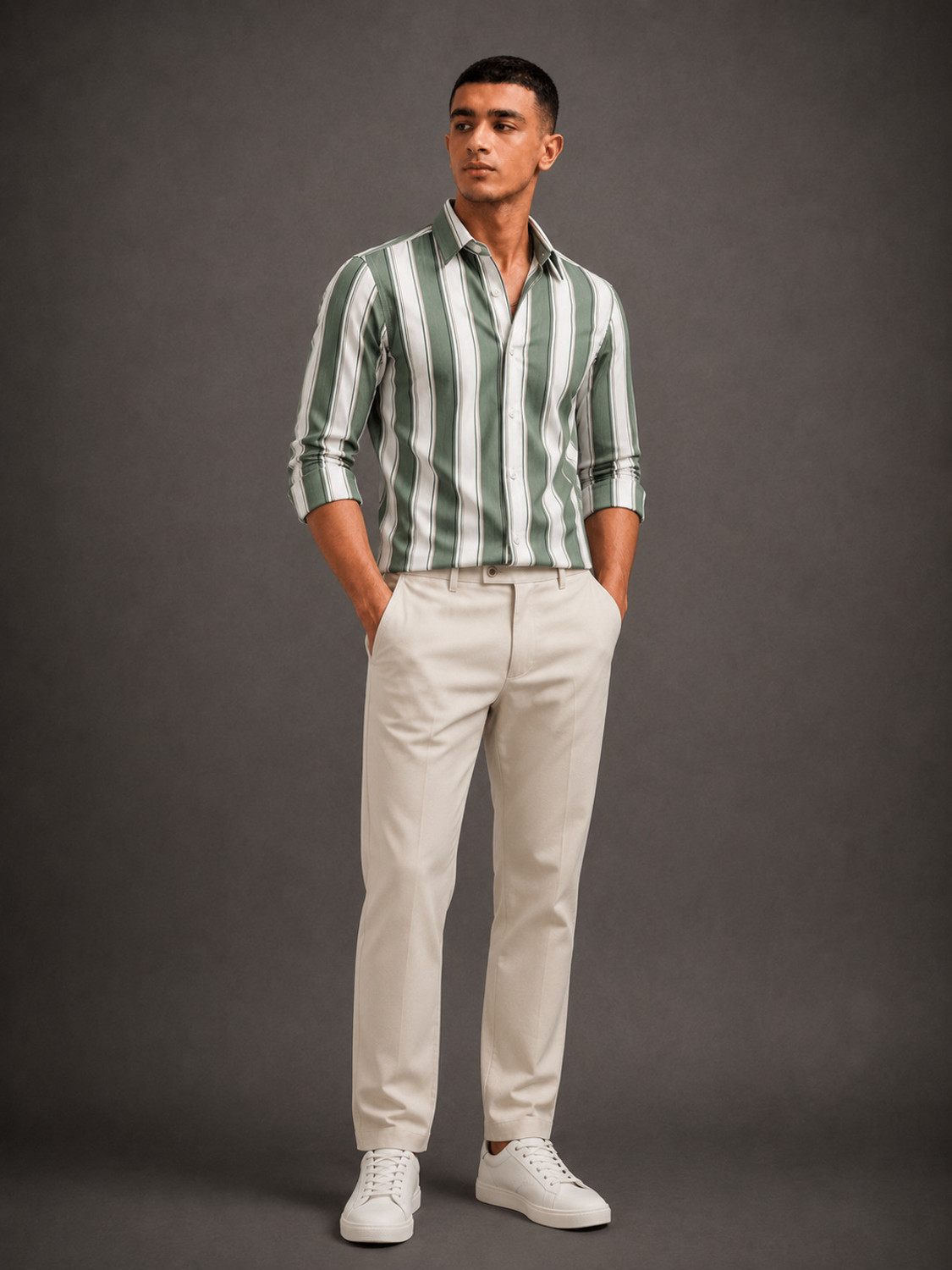 Image of Hems trends Men Regular Fit Striped Spread Collar Casual Shirt