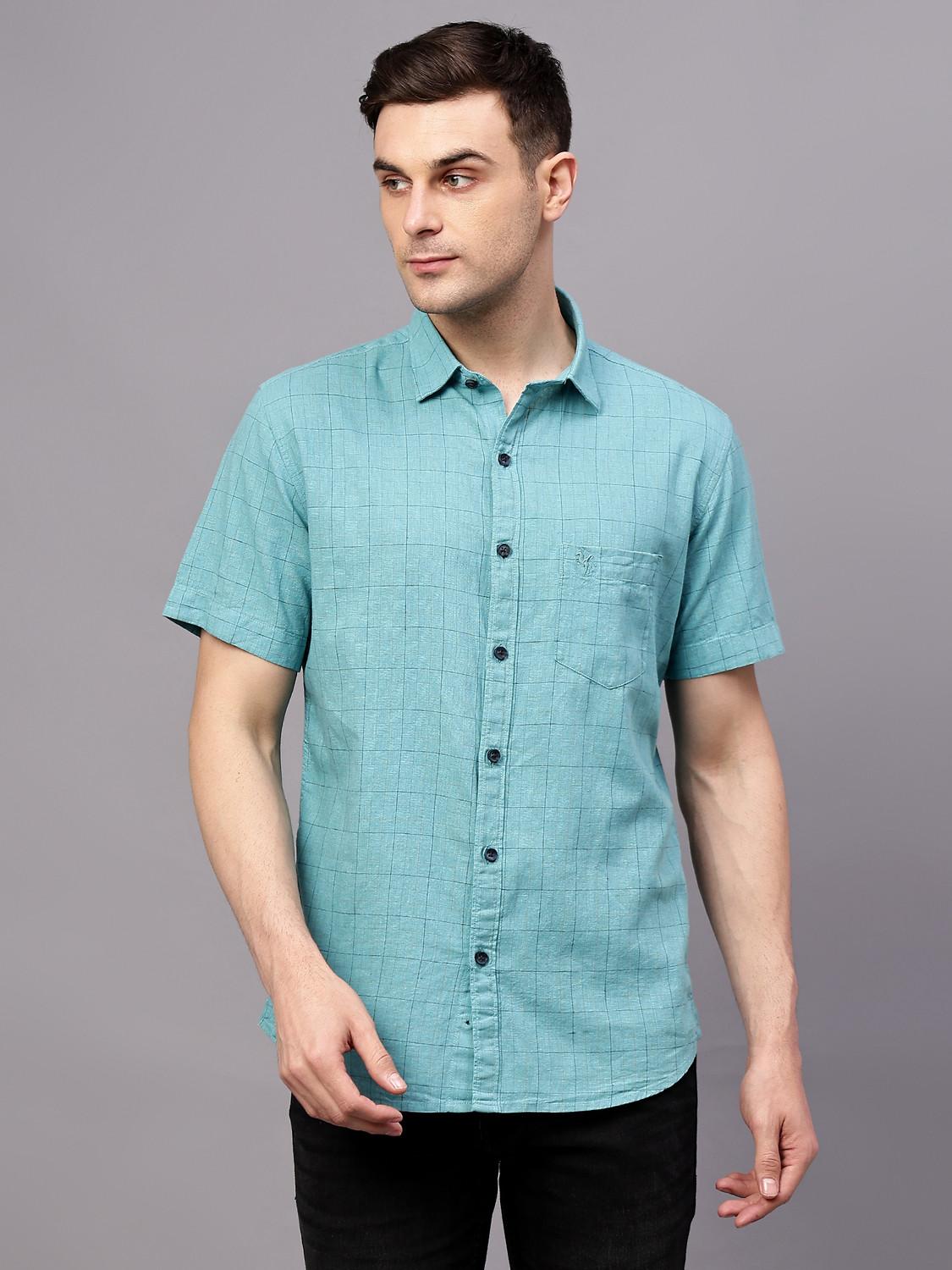 CANTABIL Men Printed Casual Blue Shirt