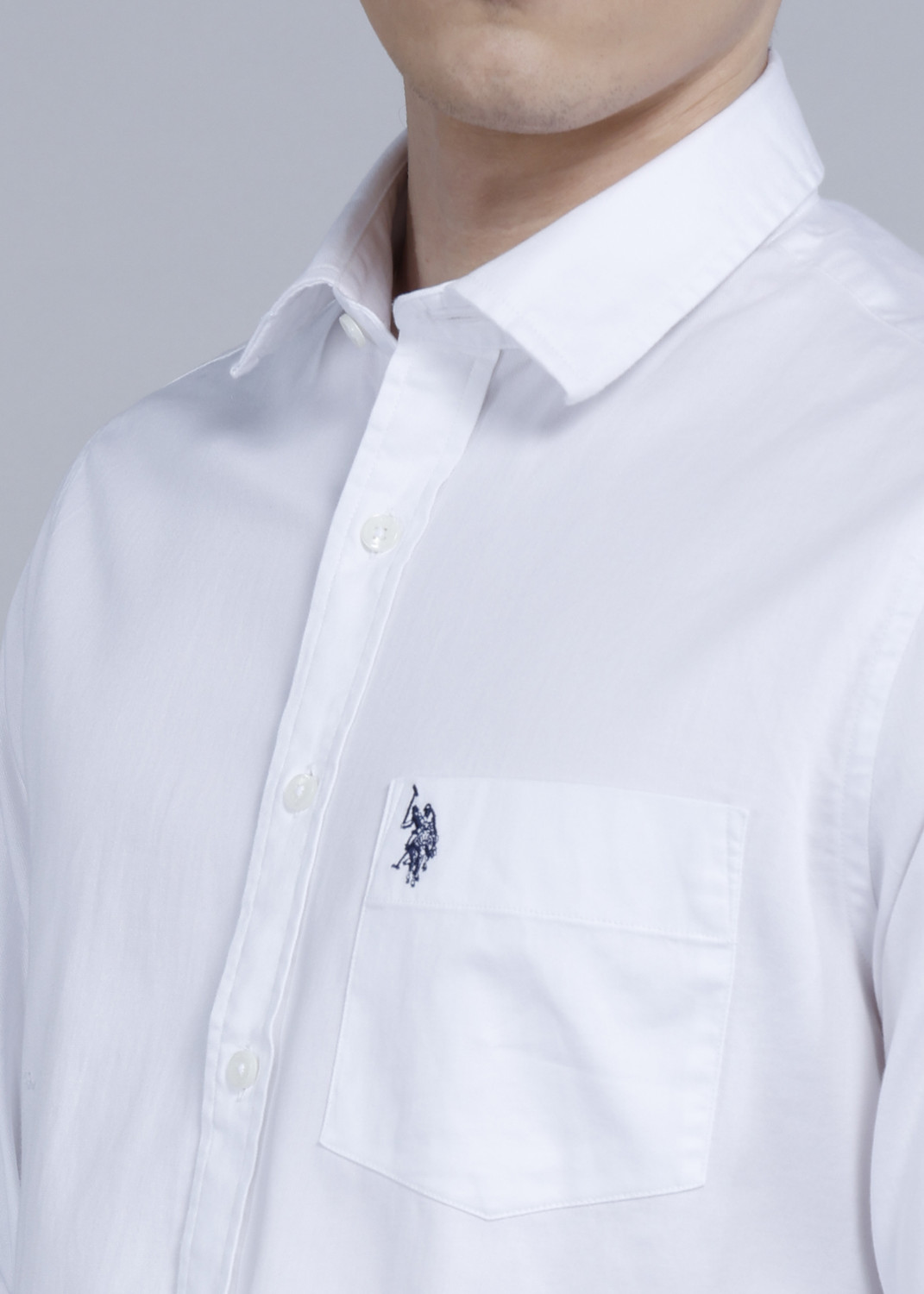 Image of U.S. POLO ASSN. Men Solid Casual White Shirt