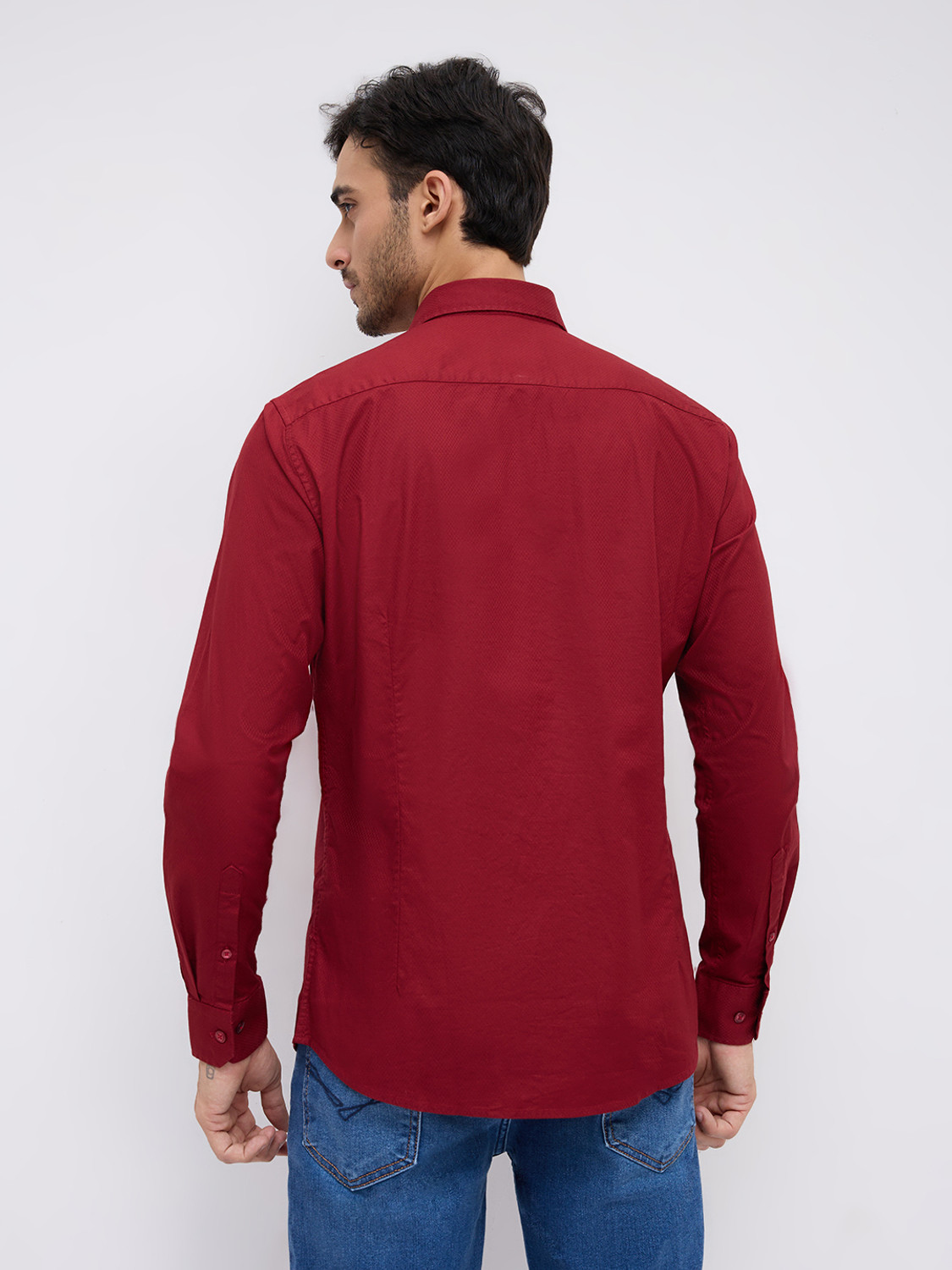 Image of KILLER Men Self Design Casual Maroon Shirt