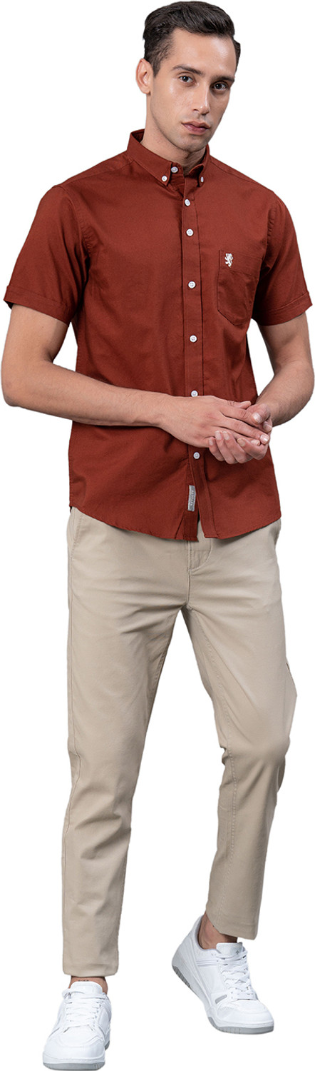 Image of RED TAPE Men Solid Casual Brown Shirt