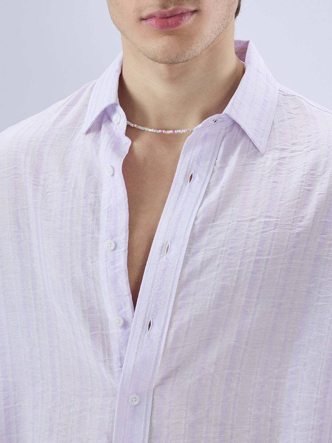 VASTRADO Men Purple Striped Casual Shirt - Image 3