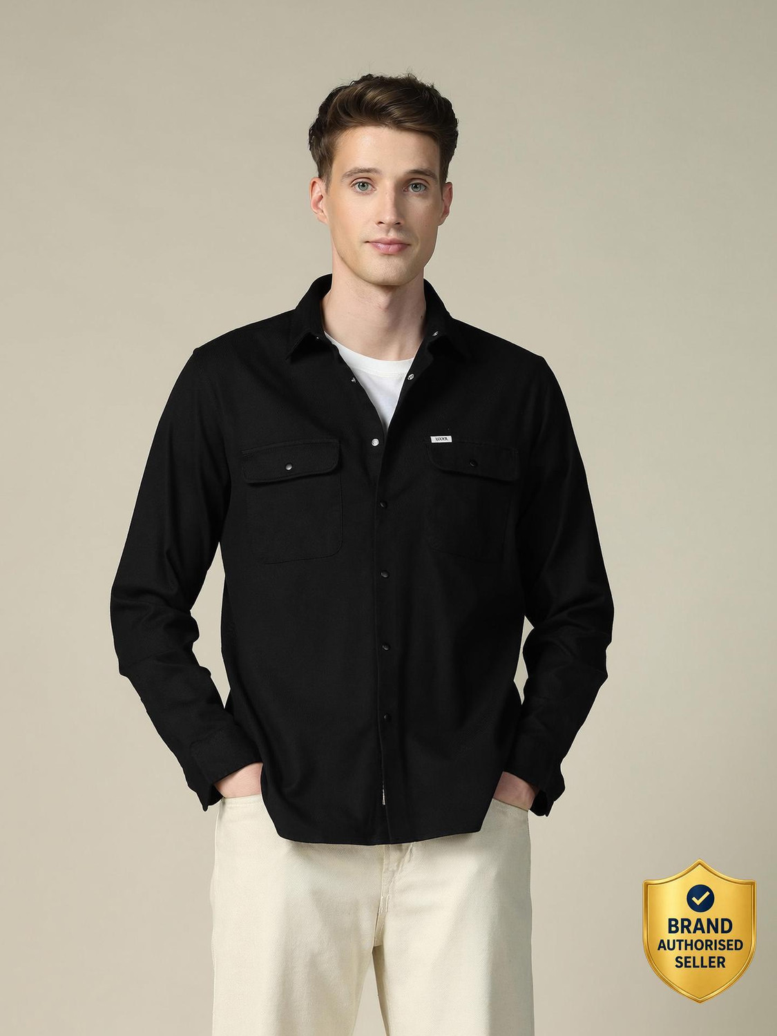 Image of U.S. Polo Assn. Denim Co. Men Solid Casual Black Shirt