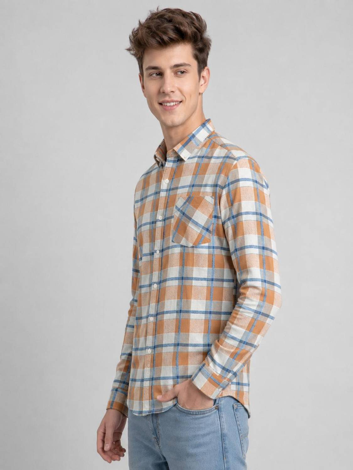 Shimak Men Checkered Blue Shirt - Image 5