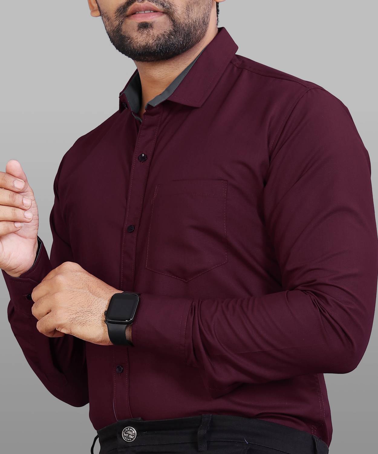 METRONAUT Men Regular Fit Solid Spread Collar Casual Shirt
