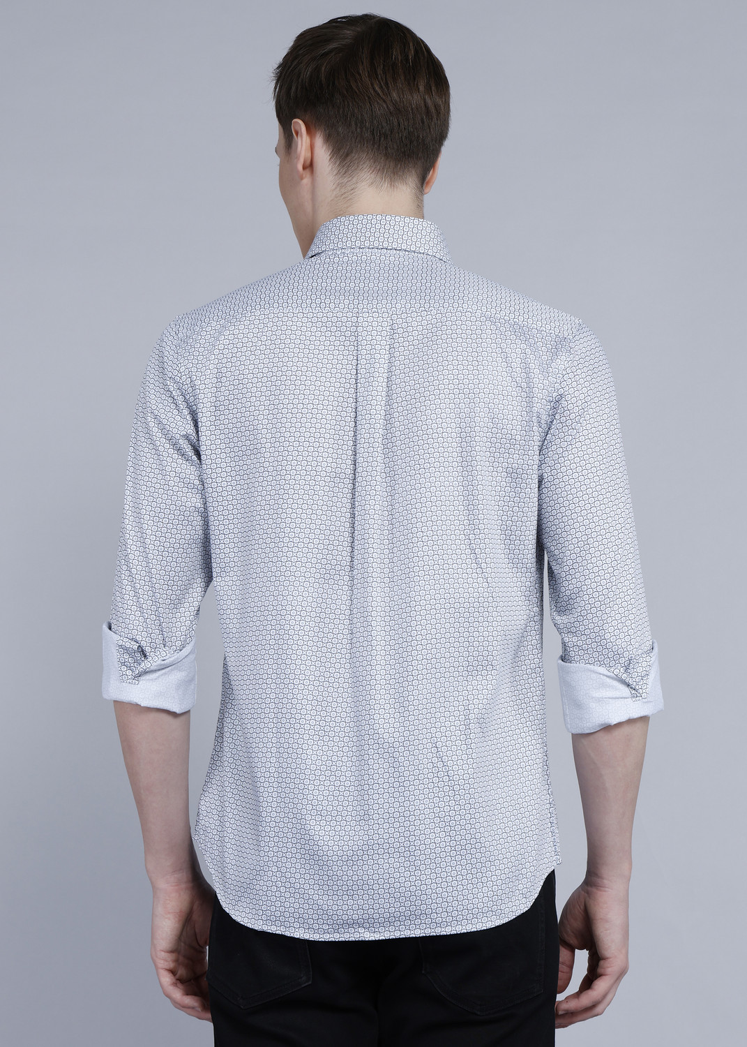 Image of U.S. POLO ASSN. Men Slim Fit Printed Cut Away Collar Casual Shirt