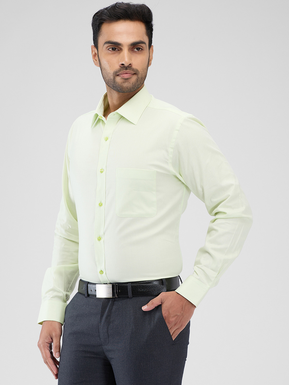 Image of Raymond Men Solid Formal Yellow Shirt