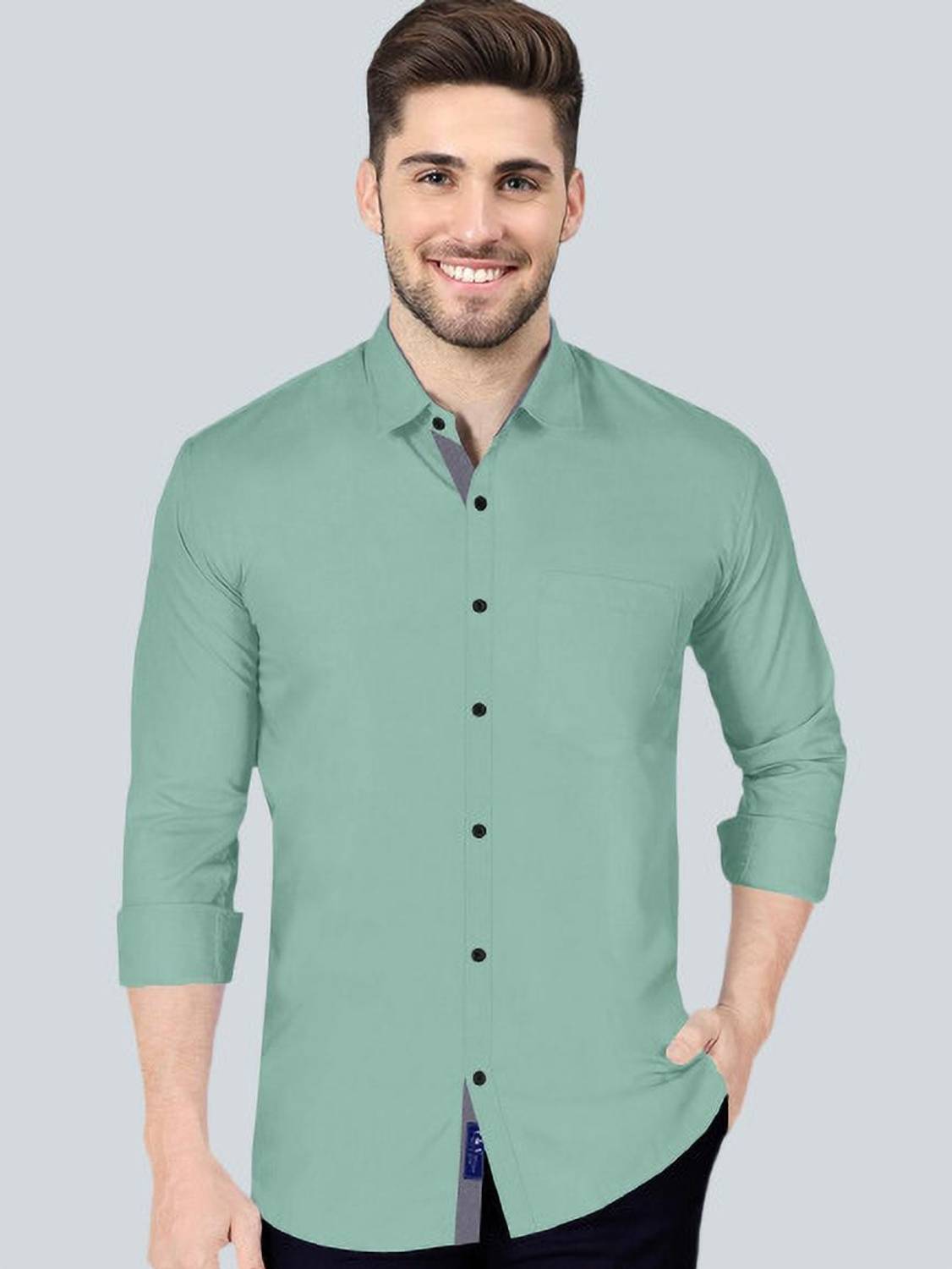 VTEXX Men Light Green Casual Shirt - Image 1