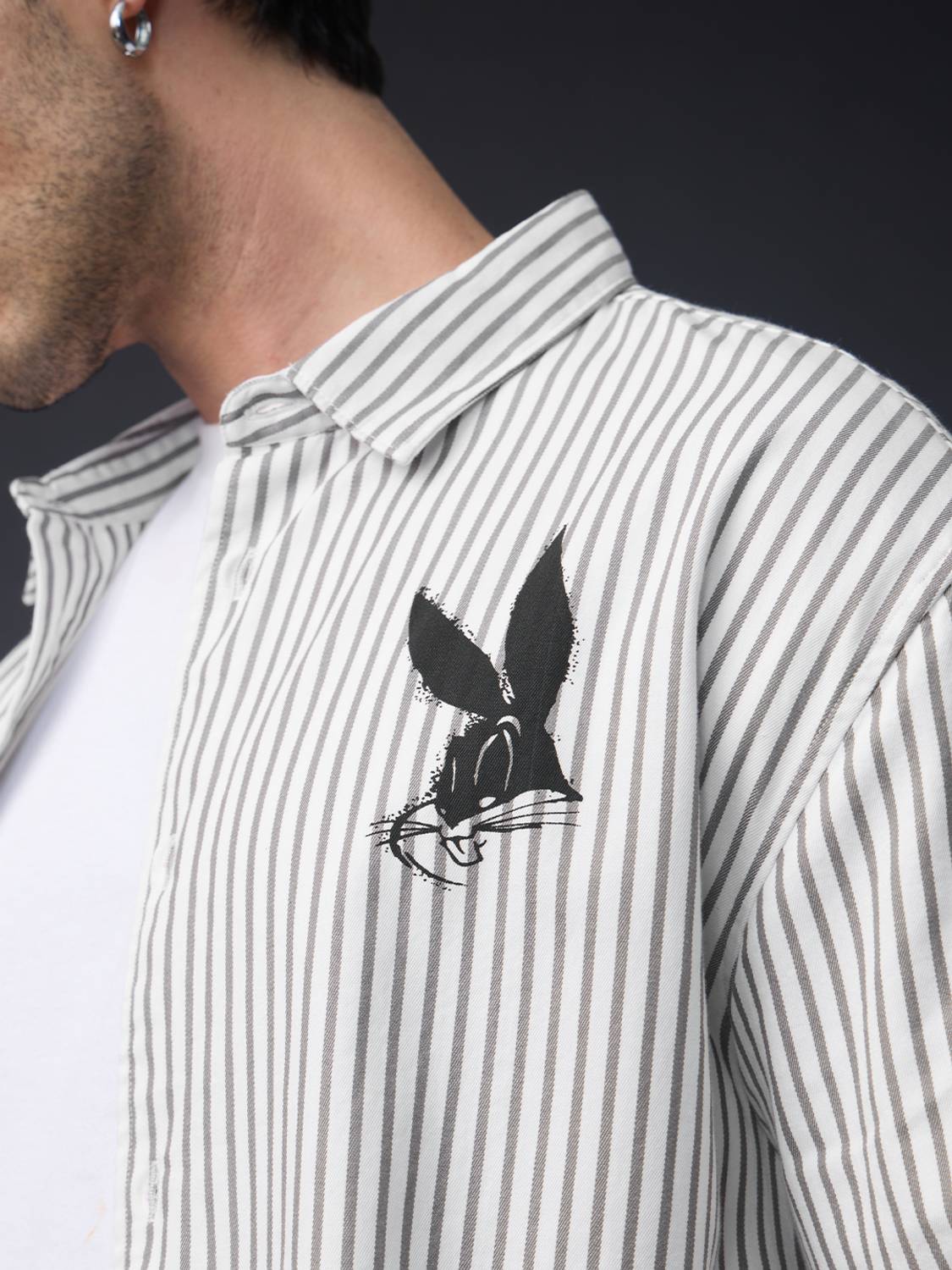 The Souled Store Men Striped Casual White Shirt - Image 3