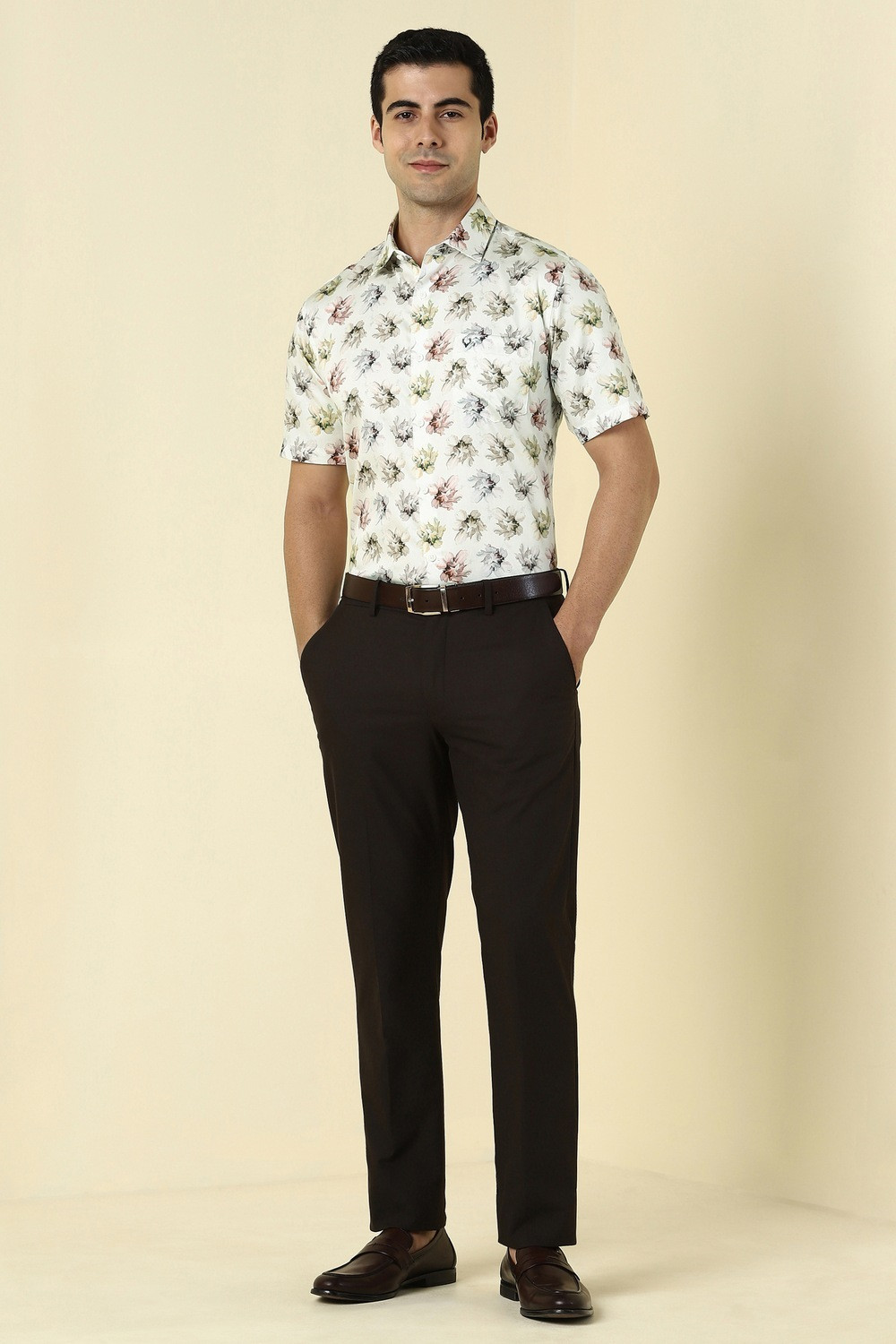 Image of Allen Solly Men Printed Casual White Shirt
