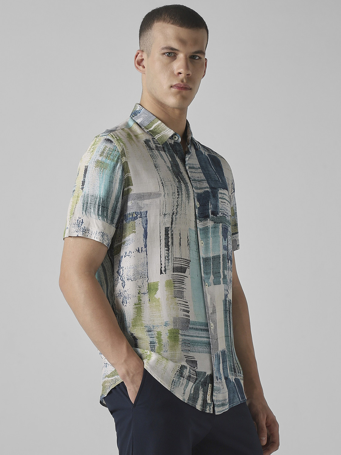 Image of MUFTI Men Printed Casual Multicolor Shirt