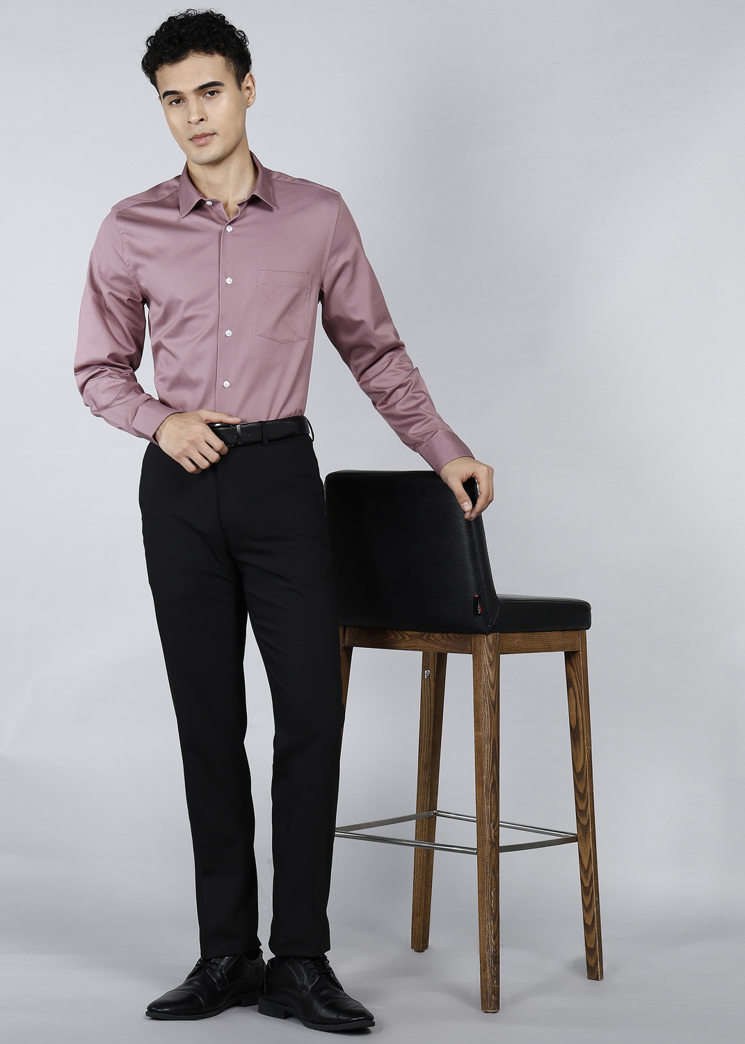 Image of Blackberrys Men Self Design Formal Purple Shirt
