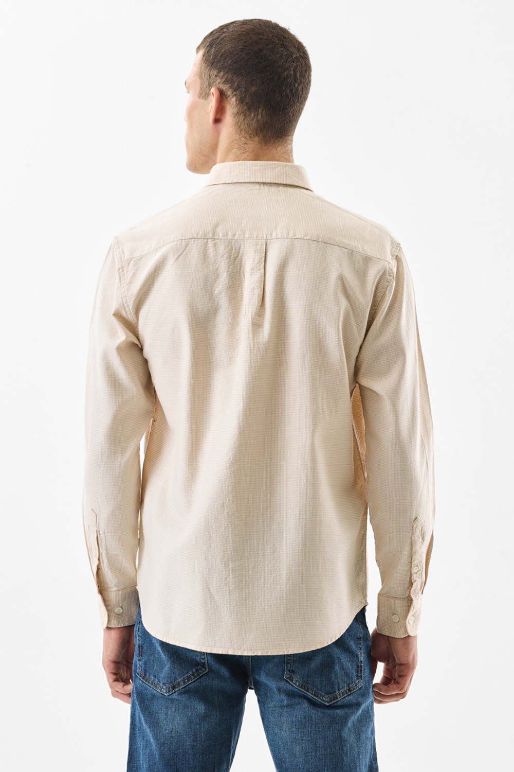 Image of Snitch Men Solid Casual Beige Shirt