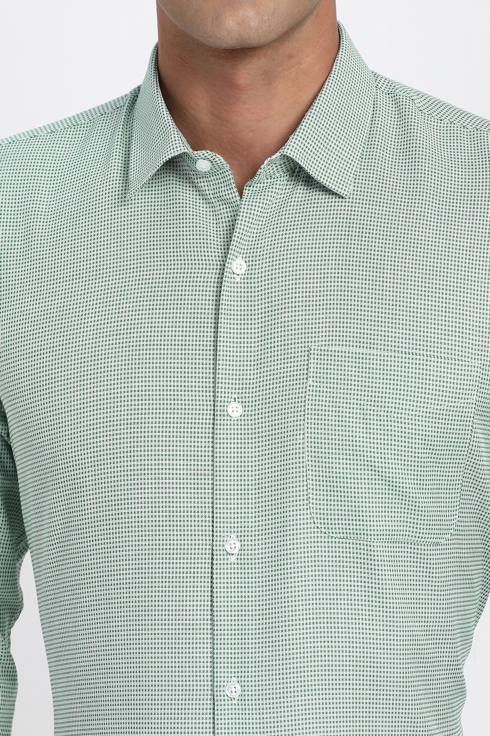 Image of PETER ENGLAND Men Printed Formal Green Shirt