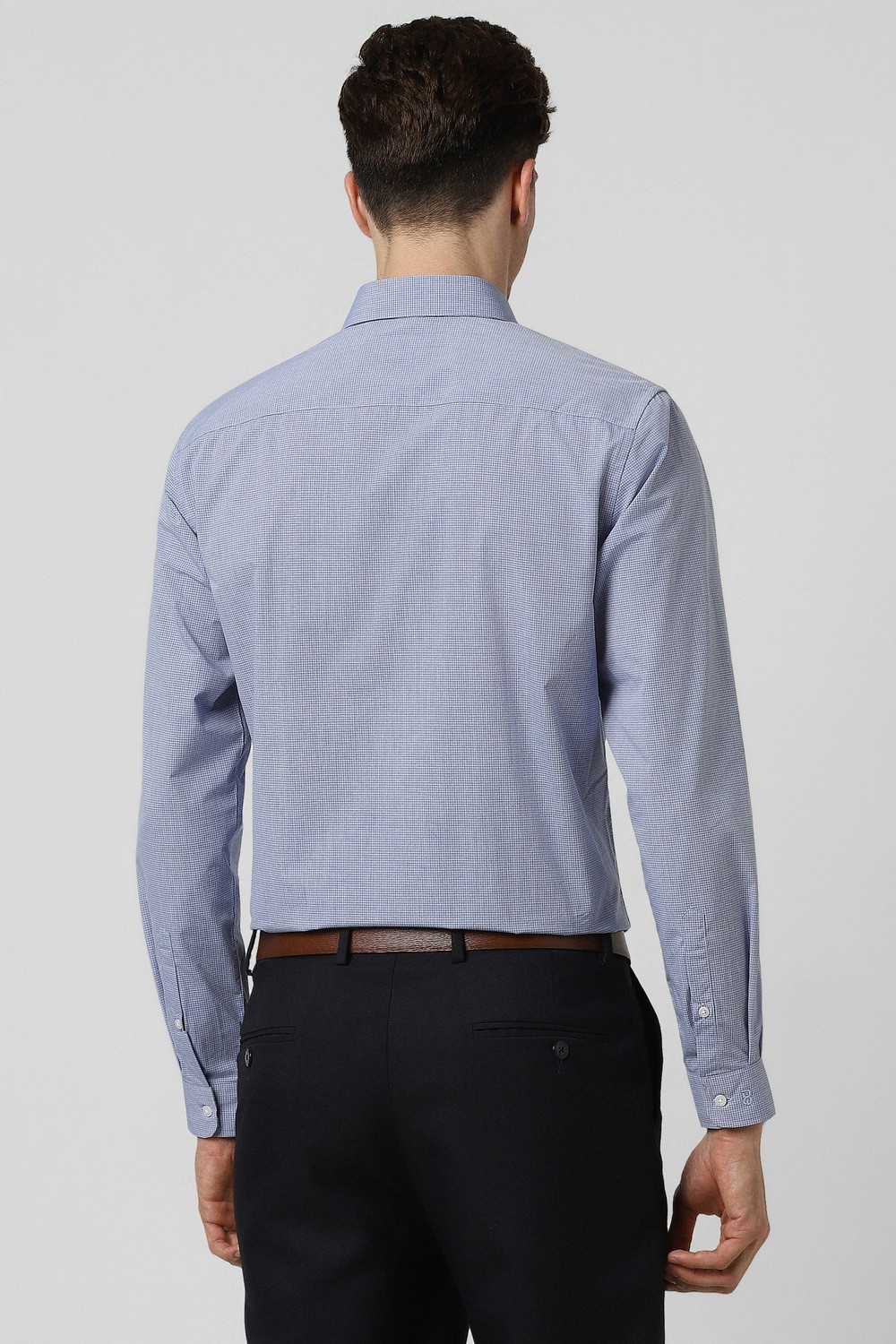 Image of PETER ENGLAND Men Checkered Formal Blue Shirt