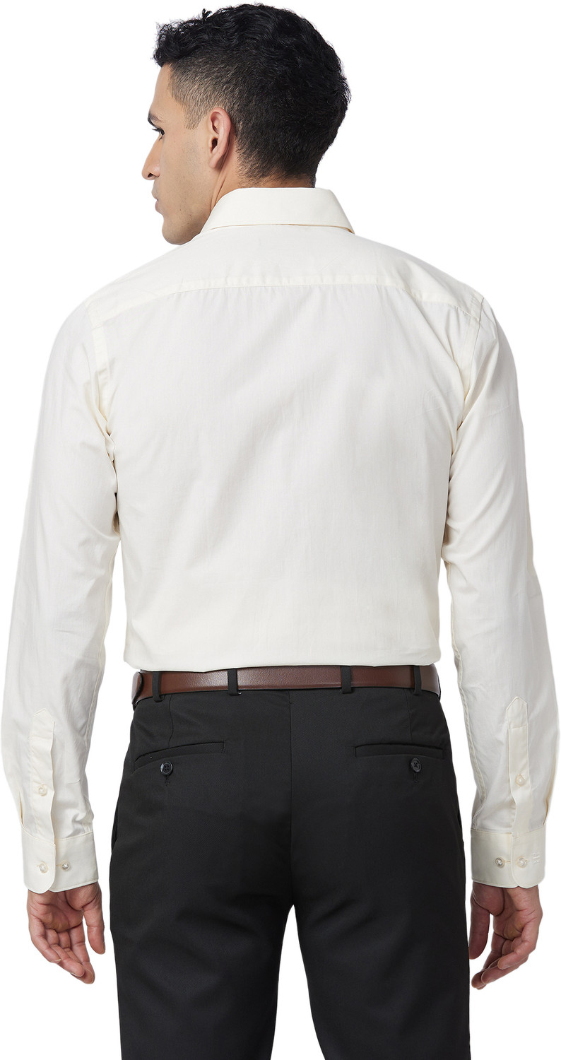 Image of Raymond Men Solid Formal Beige Shirt