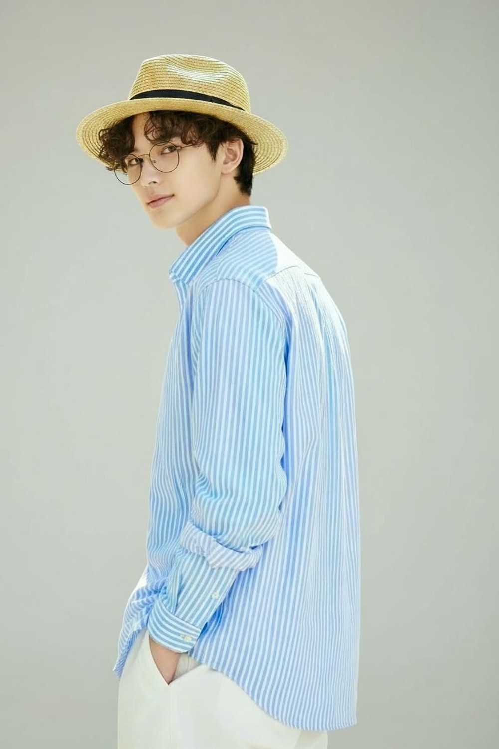 Image of RODEIZ Men Striped Casual Blue, White Shirt