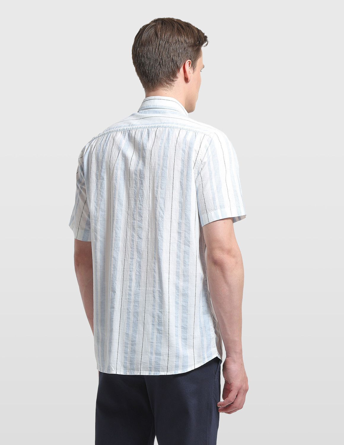 Image of Arrow Sport Men Regular Fit Striped Spread Collar Casual Shirt