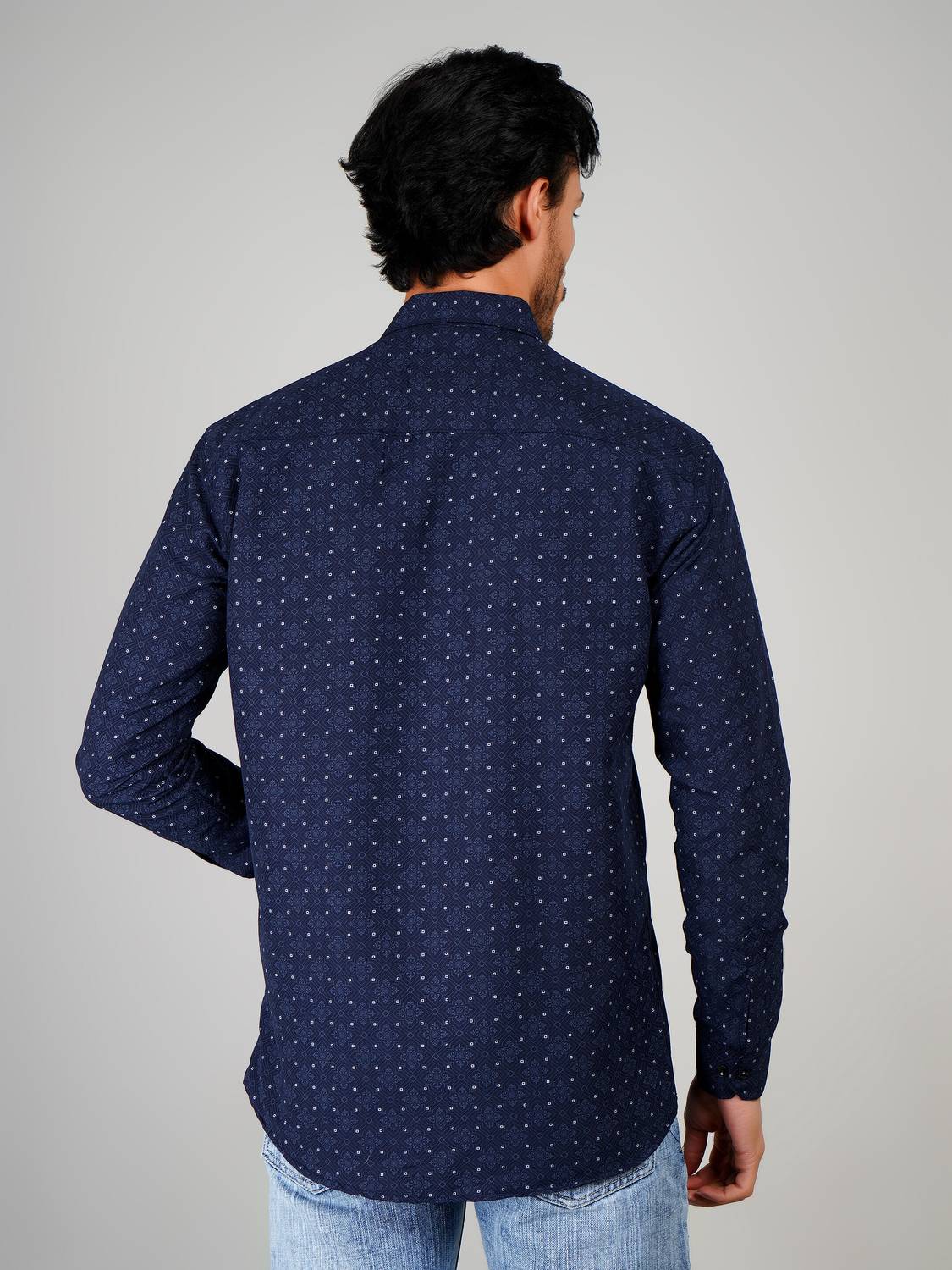 Erica Men Blue Printed Formal Shirt - Image 2