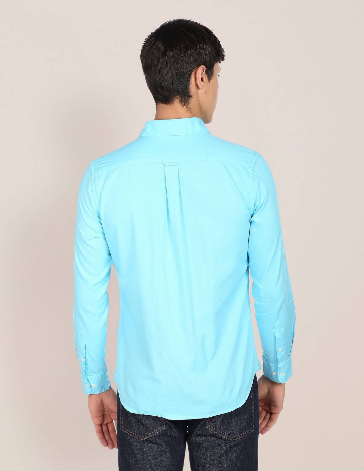 U.S. POLO ASSN. Men Solid Casual Blue Shirt - Image 2