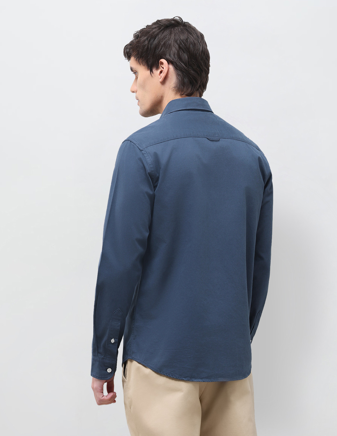 Image of U.S. Polo Assn. Denim Co. Men Solid Casual Blue Shirt