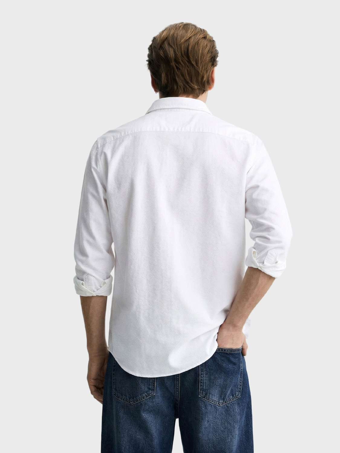 Image of The Indian Garage Co. Men Solid Casual White Shirt