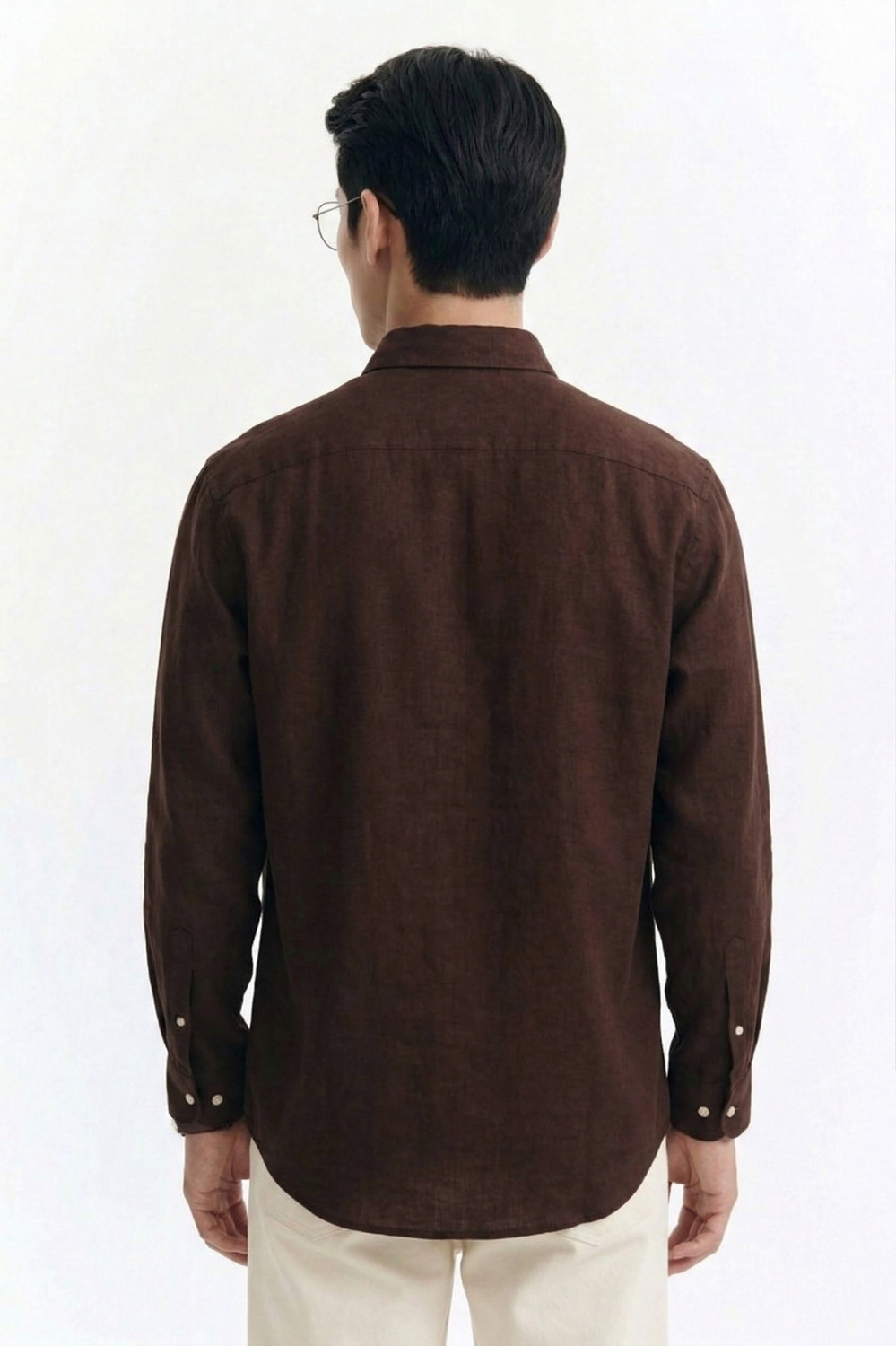 Image of MISCHIEF Monkey Men Striped Casual Brown Shirt
