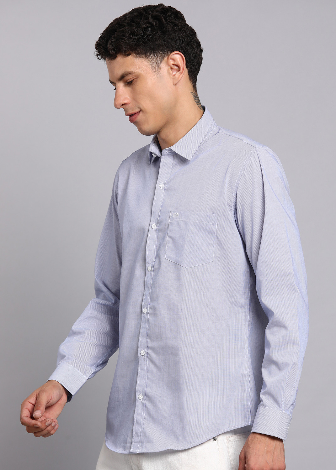 Image of PETER ENGLAND Men Striped Casual Blue Shirt