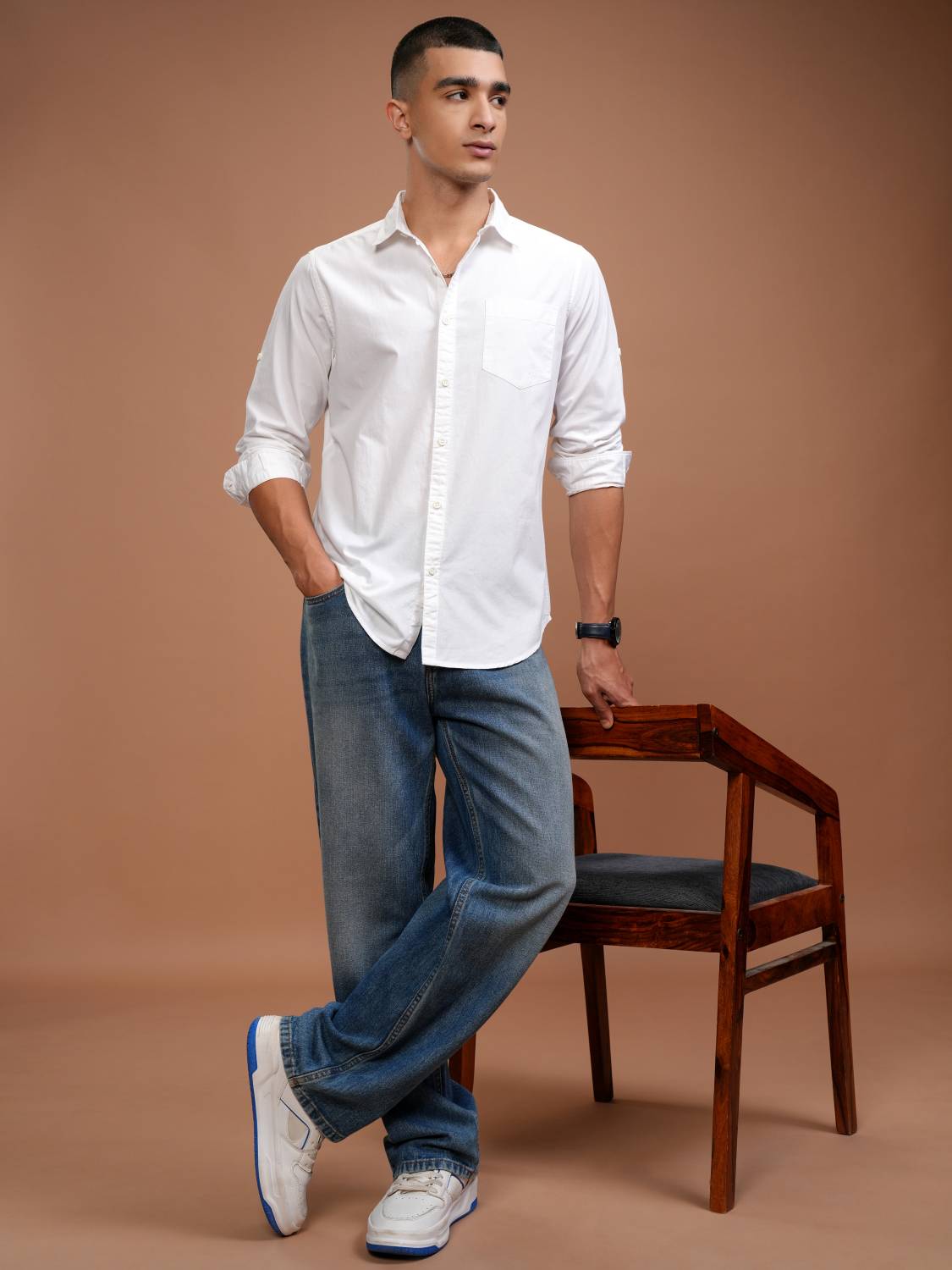 HIGHLANDER Men White Casual Shirt - Image 3