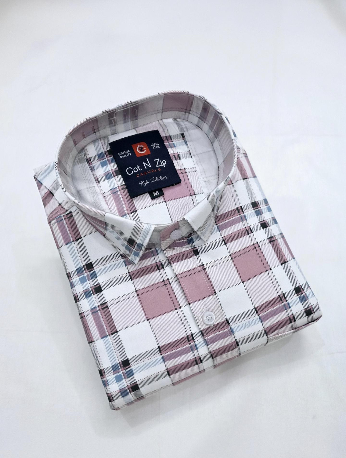 Image of COTnZIP Men Checkered Casual Pink Shirt