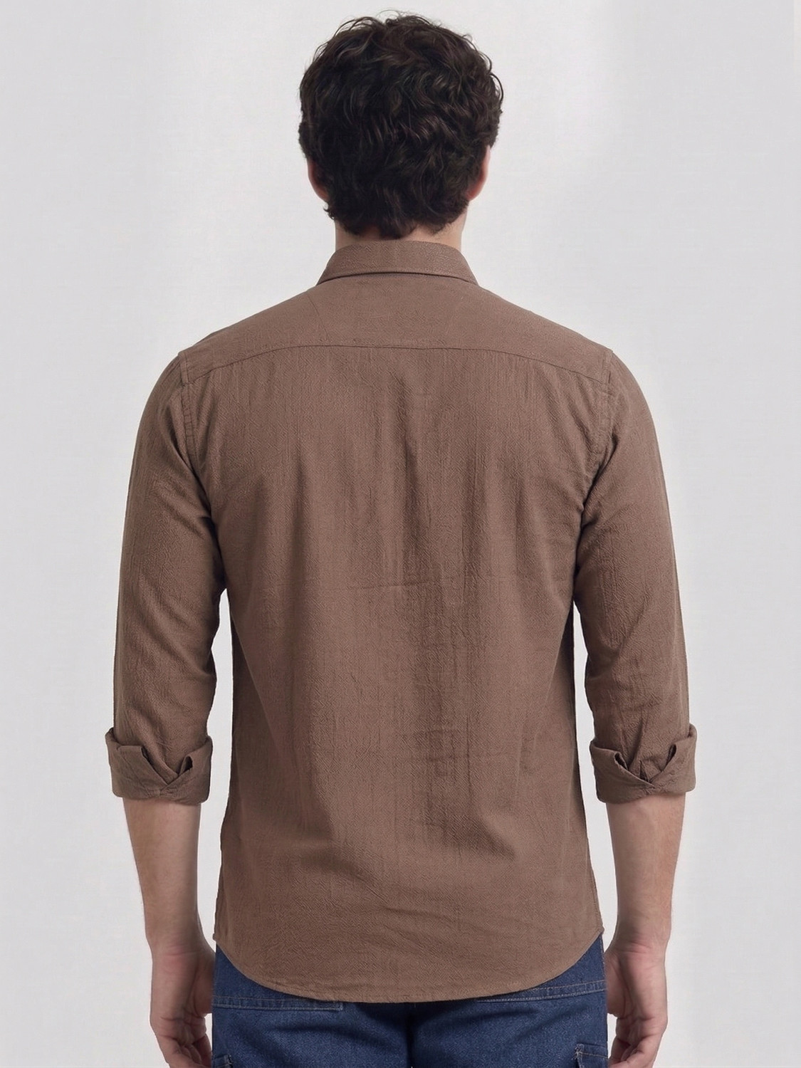 Image of Khushi Creation Men Self Design Casual Brown, Beige Shirt