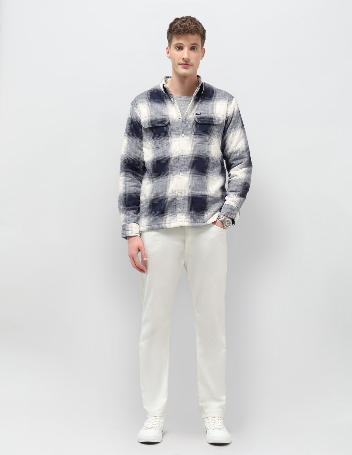 Image of U.S. Polo Assn. Denim Co. Men Checkered Casual Blue Shirt