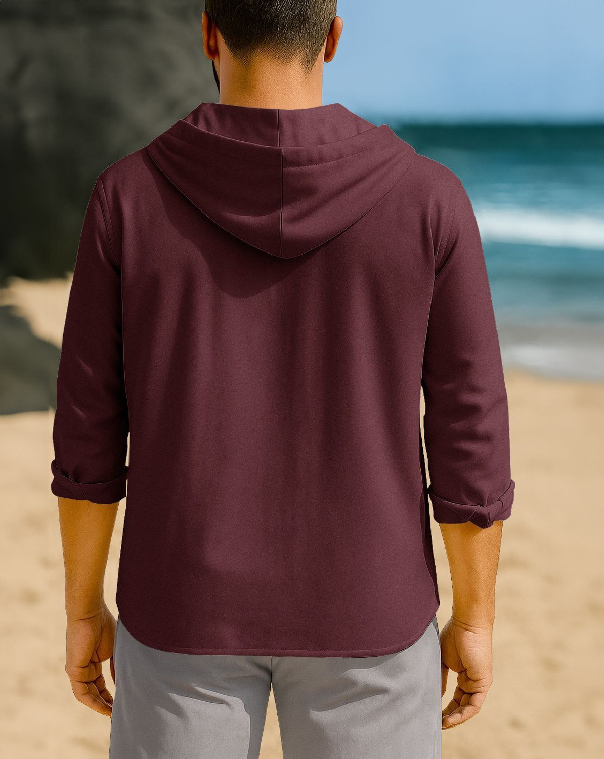 Image of EyeBogler Men Solid Casual Maroon Shirt