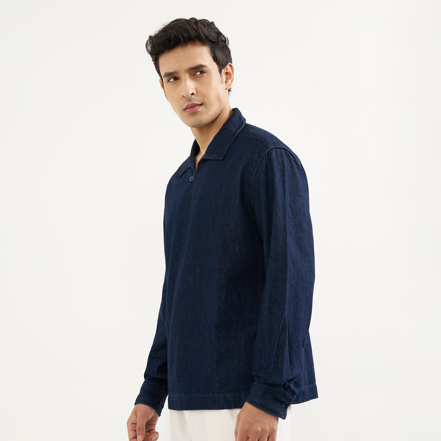 Image of 7 Alt by Pantaloons Men Solid Casual Blue Shirt