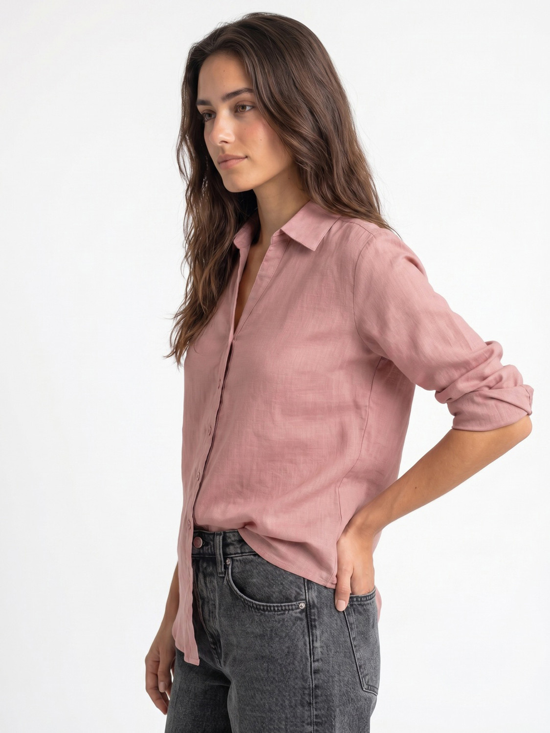 Image of Urbano Fashion Women Solid Casual Pink Shirt