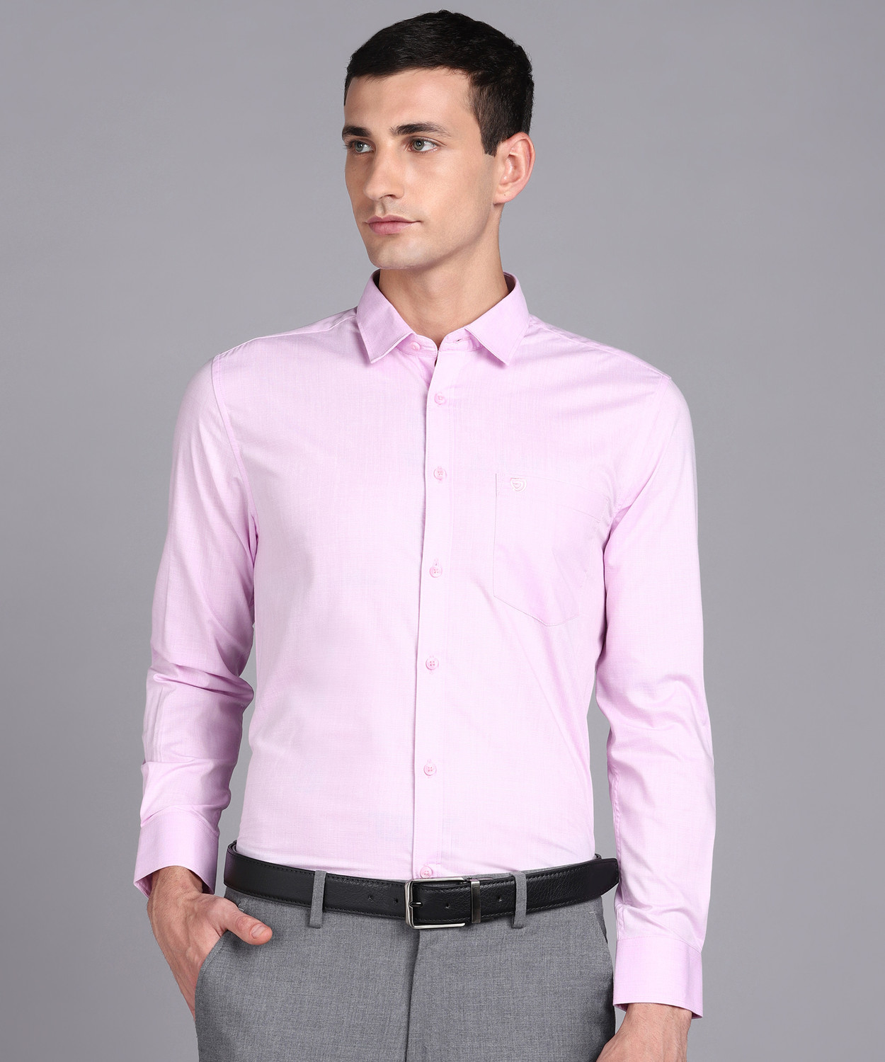 Image of SAM & JACK Men Self Design Formal Pink Shirt